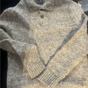 GAP Men's Heather Gray V-Neck Polo Sweater